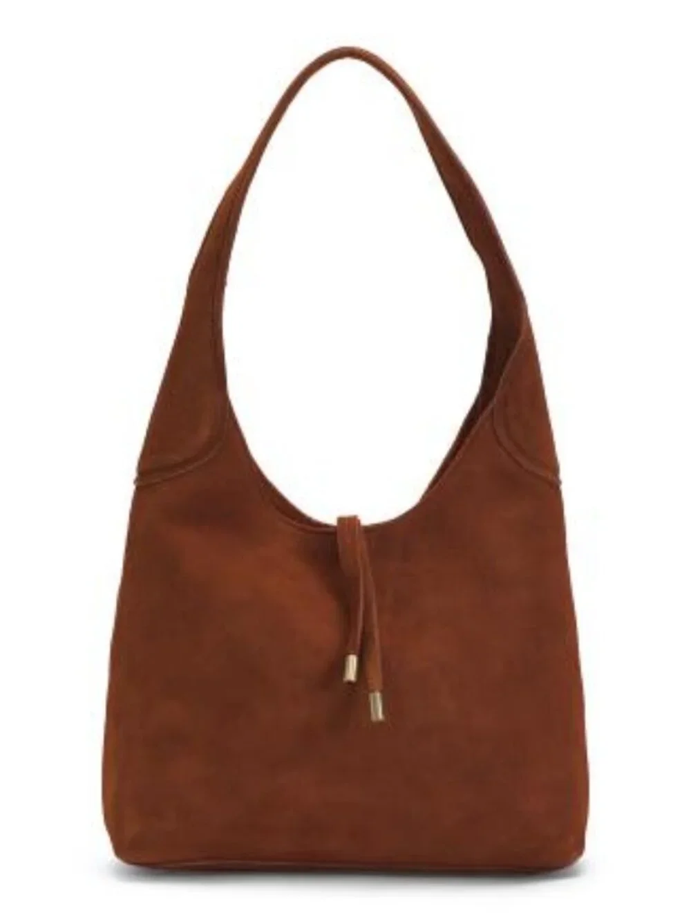 MADE IN INDIA Suede Hobo Bag With Hardware Flap